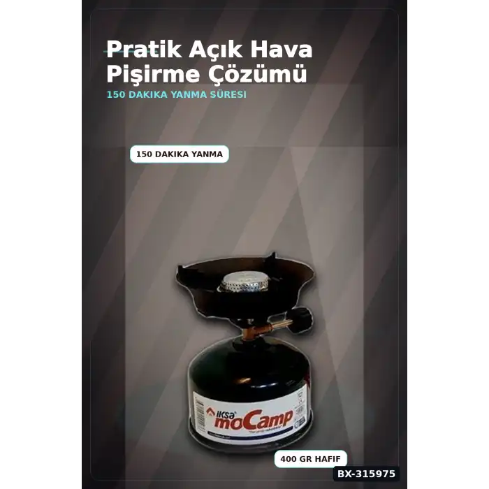 Portatif Kamp Ocağı 12 cm Pişirme Alanı 400 gr Gaz Ayarlı Pratik Doğa Ekipmanı BX-315975