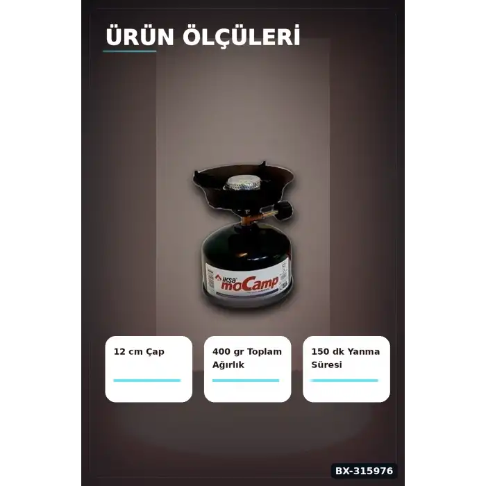 Portatif Kamp Ocağı - 220 gr Çakmak Gazı Tüpü Uyumlu, Doğa ve Piknik Tipi BX-315976