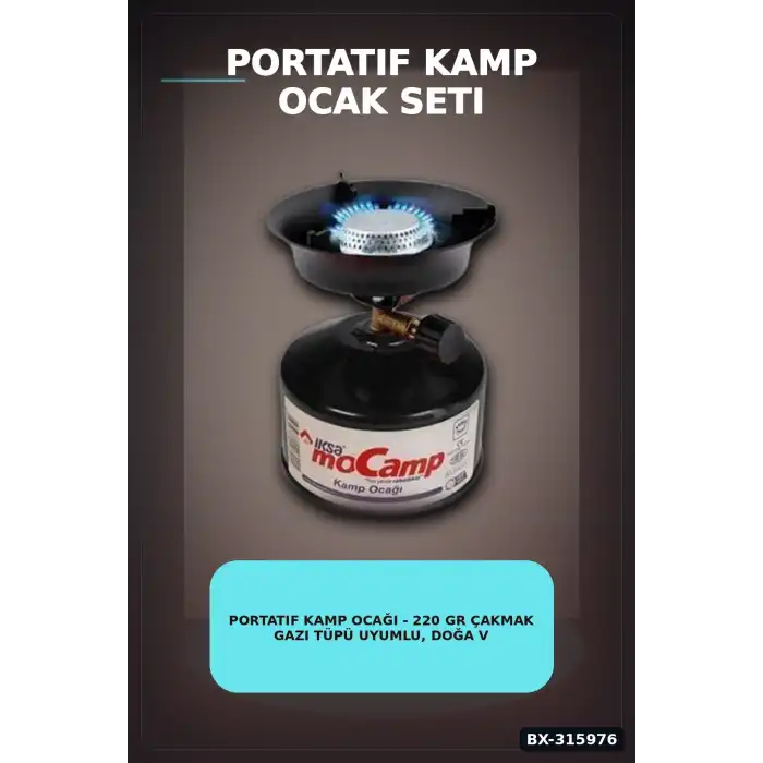 Portatif Kamp Ocağı - 220 gr Çakmak Gazı Tüpü Uyumlu, Doğa ve Piknik Tipi BX-315976