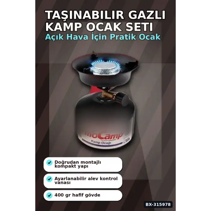 Taşınabilir Kamp Ocağı Ayarlanabilir Alevli Çıkarılabilir Izgaralı Gazlı Ocak BX-315978