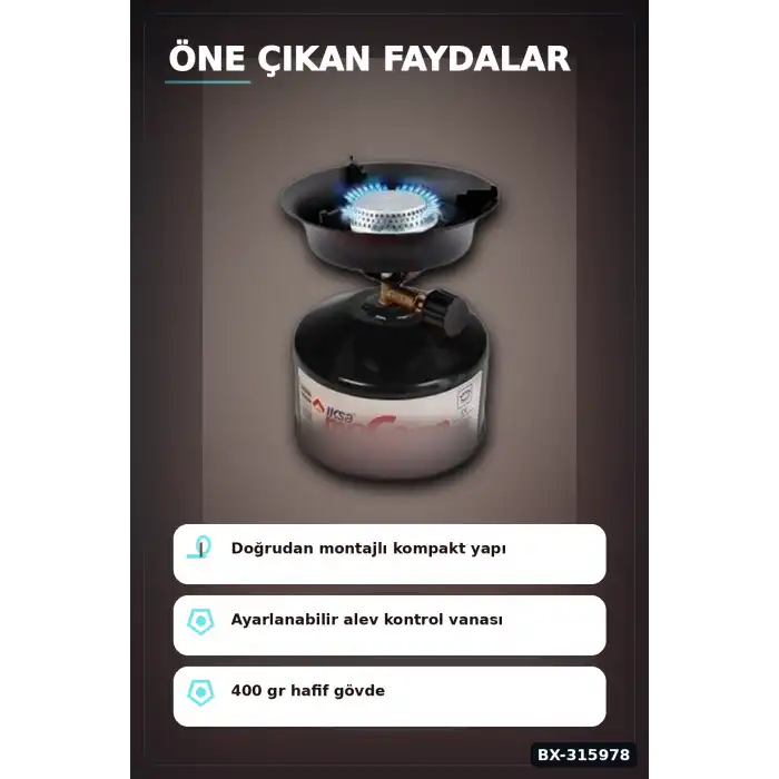 Taşınabilir Kamp Ocağı Ayarlanabilir Alevli Çıkarılabilir Izgaralı Gazlı Ocak BX-315978