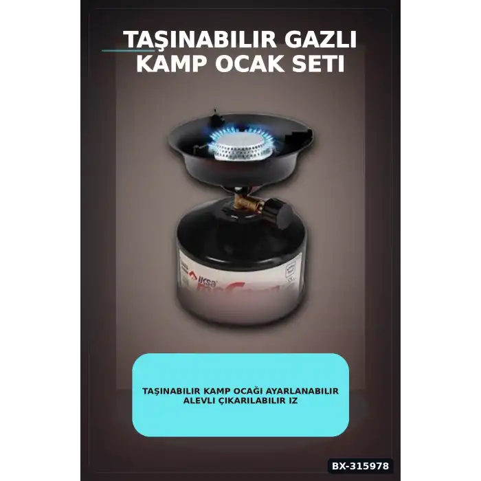 Taşınabilir Kamp Ocağı Ayarlanabilir Alevli Çıkarılabilir Izgaralı Gazlı Ocak BX-315978