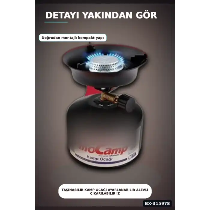 Taşınabilir Kamp Ocağı Ayarlanabilir Alevli Çıkarılabilir Izgaralı Gazlı Ocak BX-315978
