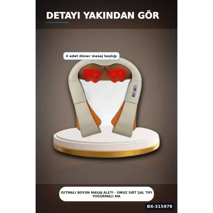 Isıtmalı Boyun Masaj Aleti - Omuz Sırt Şal Tipi Yoğurmalı Masaj Cihazı, Araç ve Ev Uyumlu BX-315979