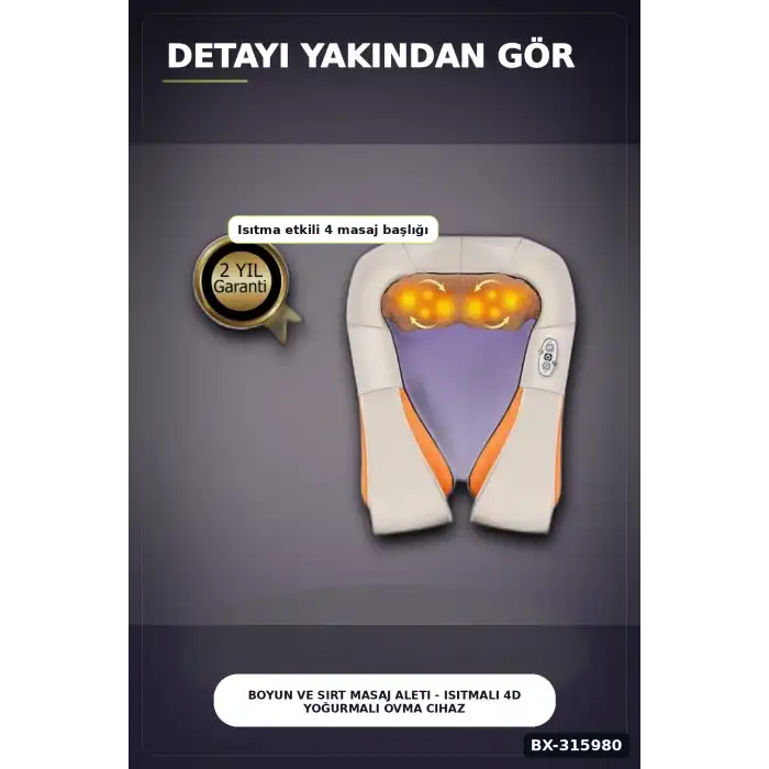 Boyun Ve Sırt Masaj Aleti - Isıtmalı 4D Yoğurmalı Ovma Cihazı, Ev Ve Araç Tipi BX-315980