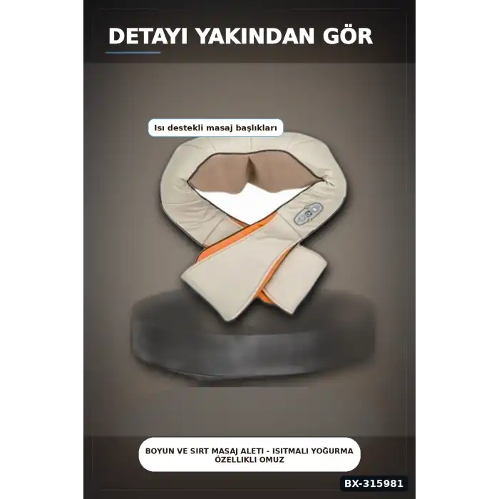 Boyun Ve Sırt Masaj Aleti - Isıtmalı Yoğurma Özellikli Omuz Şalı Tipi Masaj Cihazı BX-315981