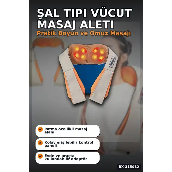 Boyun Ve Vücut Masaj Aleti Şal Tipi - Ev Ofis Ve Araç Kullanımına Uygun BX-315982