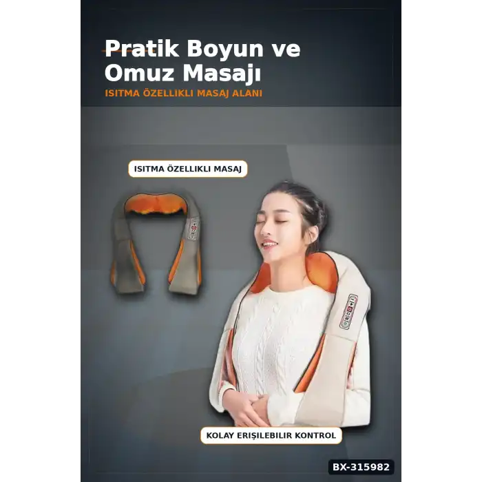 Boyun Ve Vücut Masaj Aleti Şal Tipi - Ev Ofis Ve Araç Kullanımına Uygun BX-315982
