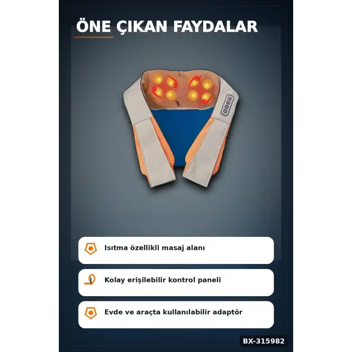 Boyun Ve Vücut Masaj Aleti Şal Tipi - Ev Ofis Ve Araç Kullanımına Uygun BX-315982