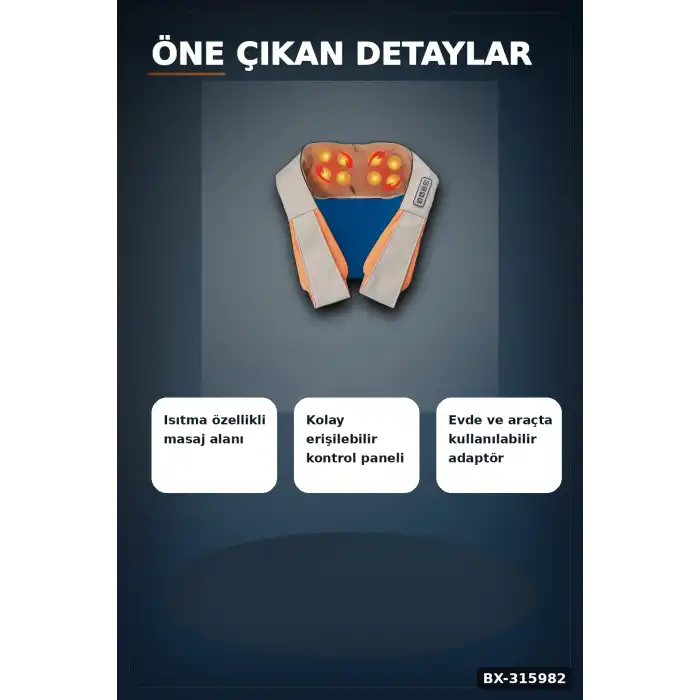 Boyun Ve Vücut Masaj Aleti Şal Tipi - Ev Ofis Ve Araç Kullanımına Uygun BX-315982