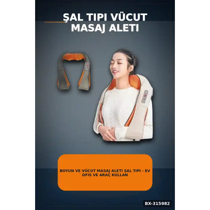 Boyun Ve Vücut Masaj Aleti Şal Tipi - Ev Ofis Ve Araç Kullanımına Uygun BX-315982