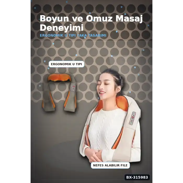 Isıtmalı Yoğurma Özellikli Vücut Masaj Cihazı - 24W Sırt, Bel, Bacak İçin BX-315983