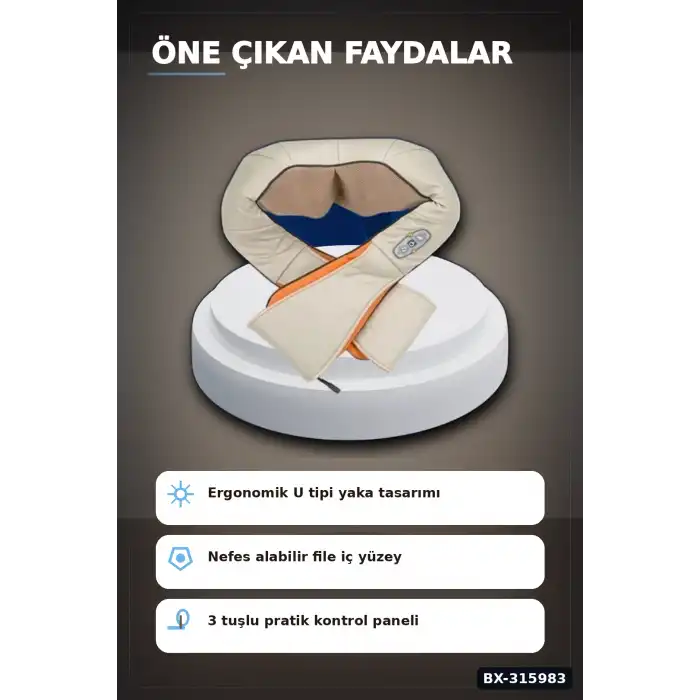 Isıtmalı Yoğurma Özellikli Vücut Masaj Cihazı - 24W Sırt, Bel, Bacak İçin BX-315983
