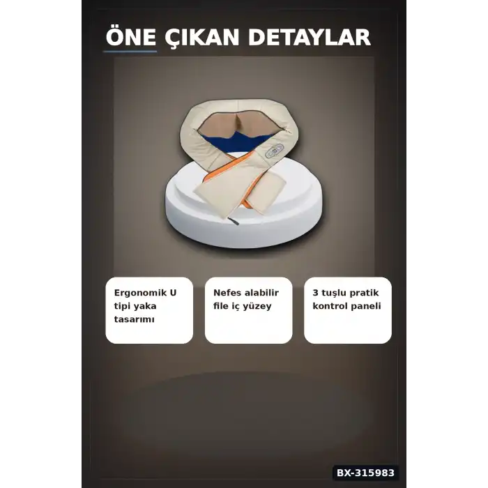 Isıtmalı Yoğurma Özellikli Vücut Masaj Cihazı - 24W Sırt, Bel, Bacak İçin BX-315983
