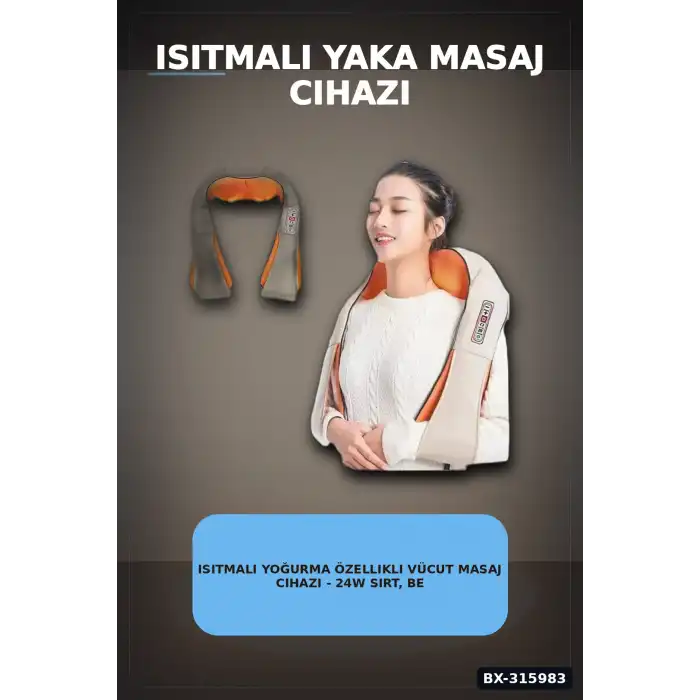 Isıtmalı Yoğurma Özellikli Vücut Masaj Cihazı - 24W Sırt, Bel, Bacak İçin BX-315983
