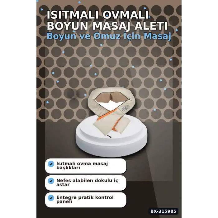 Isıtmalı Boyun Masaj Aleti - Ovmalı Omuz Bel Cihazı, 24W 12V 15 Dakika BX-315985