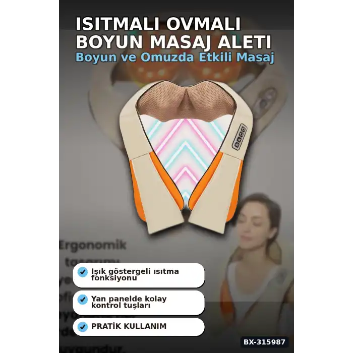 Isıtmalı Boyun Masaj Aleti Çift Yönlü Ovmalı Bel Sırt Bacak Masaj Cihazı BX-315987