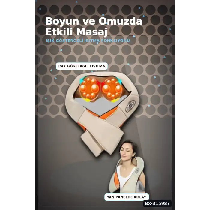 Isıtmalı Boyun Masaj Aleti Çift Yönlü Ovmalı Bel Sırt Bacak Masaj Cihazı BX-315987