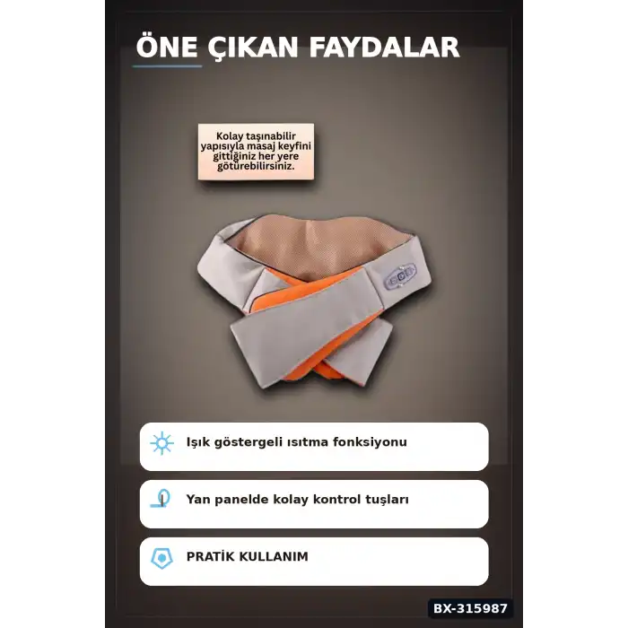 Isıtmalı Boyun Masaj Aleti Çift Yönlü Ovmalı Bel Sırt Bacak Masaj Cihazı BX-315987