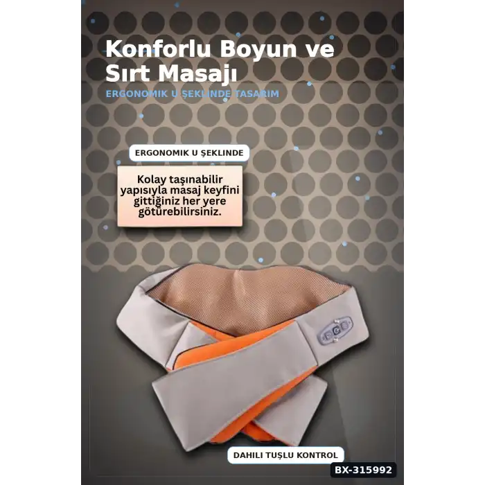 Isıtmalı Boyun Sırt Omuz Masaj Aleti - Ovmalı Ev Tipi Vücut Masaj Cihazı BX-315992