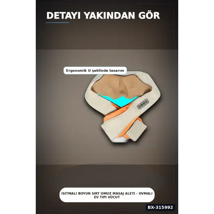 Isıtmalı Boyun Sırt Omuz Masaj Aleti - Ovmalı Ev Tipi Vücut Masaj Cihazı BX-315992