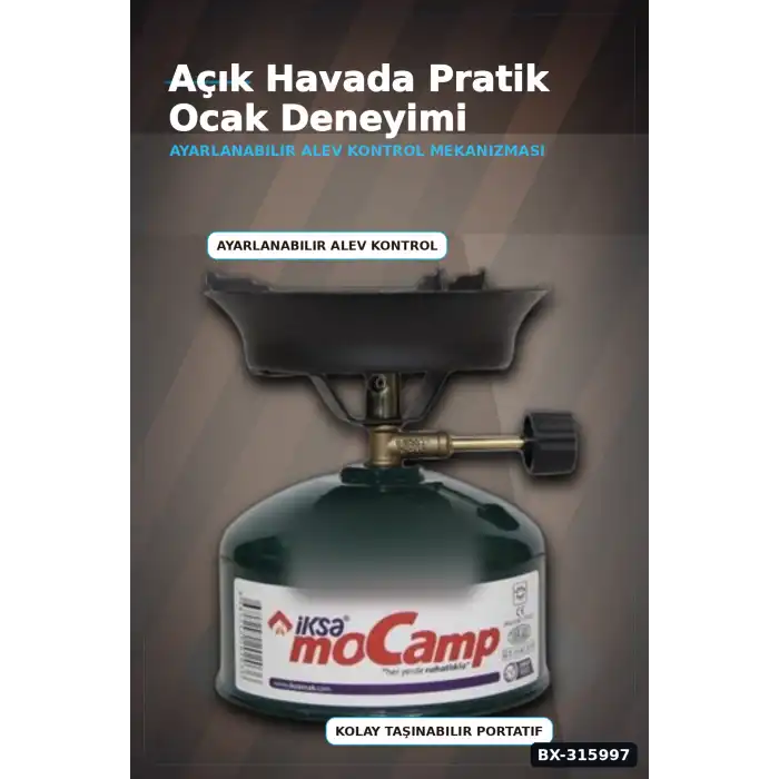 Portatif Kamp Ocağı Seti 12 cm Metal Gövdeli Gazlı Ocak, Açık Hava İçin BX-315997