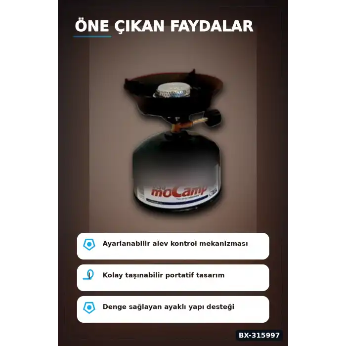 Portatif Kamp Ocağı Seti 12 cm Metal Gövdeli Gazlı Ocak, Açık Hava İçin BX-315997