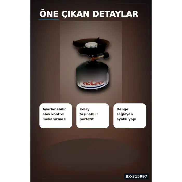 Portatif Kamp Ocağı Seti 12 cm Metal Gövdeli Gazlı Ocak, Açık Hava İçin BX-315997