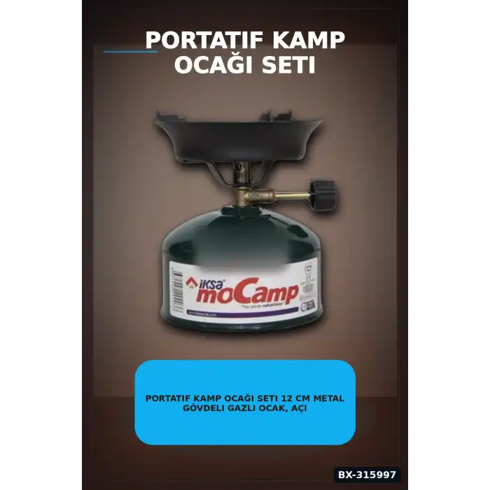 Portatif Kamp Ocağı Seti 12 cm Metal Gövdeli Gazlı Ocak, Açık Hava İçin BX-315997