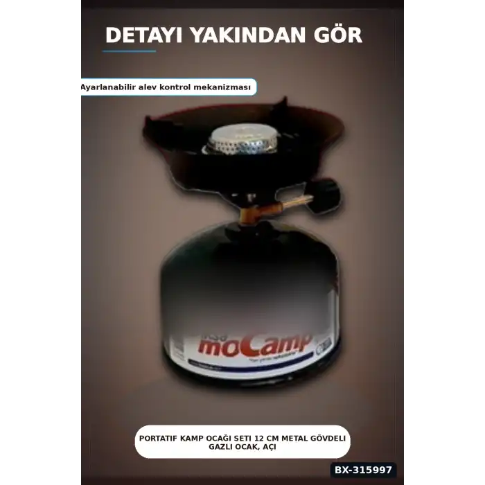 Portatif Kamp Ocağı Seti 12 cm Metal Gövdeli Gazlı Ocak, Açık Hava İçin BX-315997