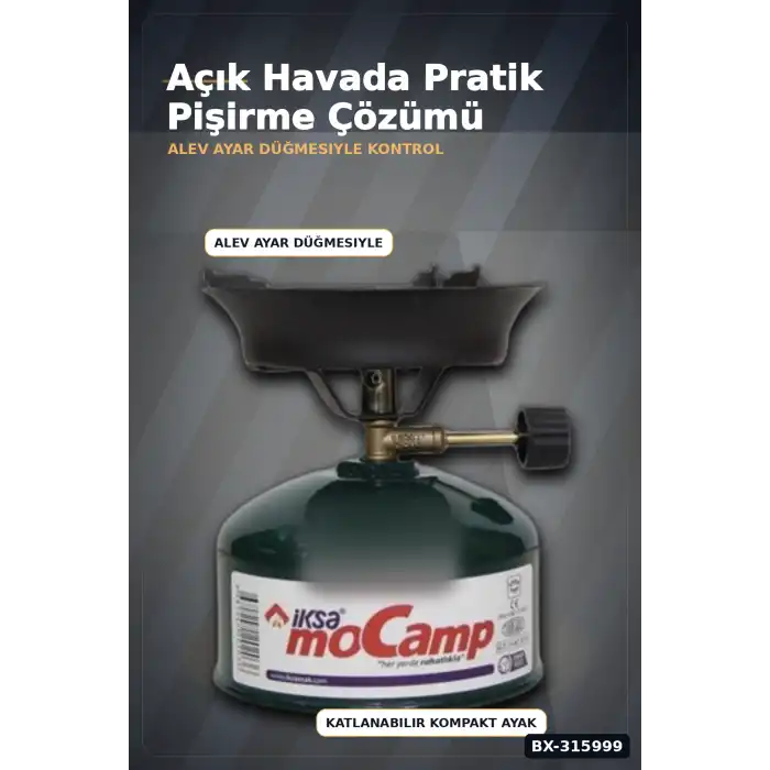 Kamp Ocağı Seti Çakmak Gazı Uyumlu 12 cm Metal Gövde Ayarlanabilir Alev BX-315999