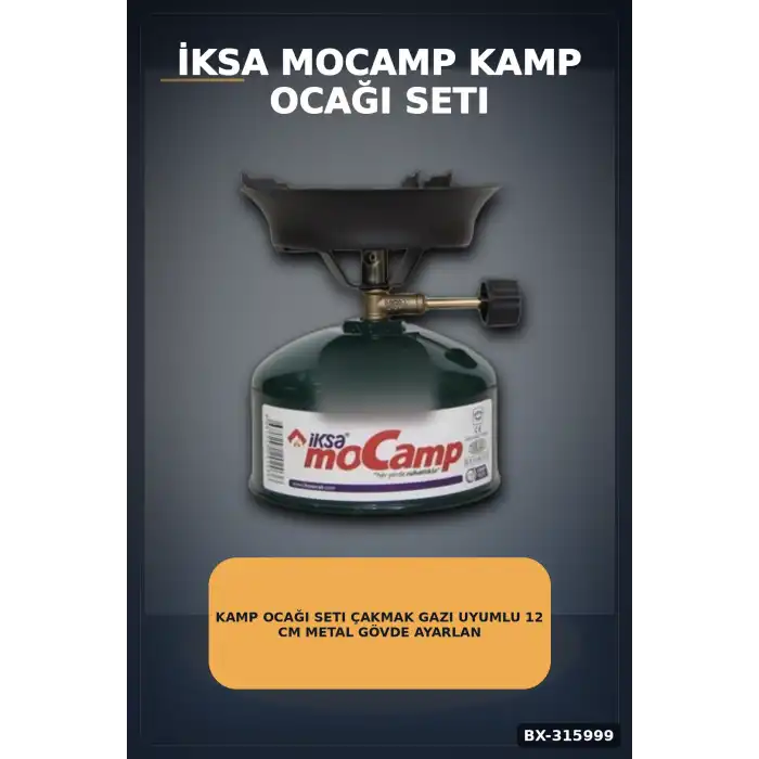 Kamp Ocağı Seti Çakmak Gazı Uyumlu 12 cm Metal Gövde Ayarlanabilir Alev BX-315999