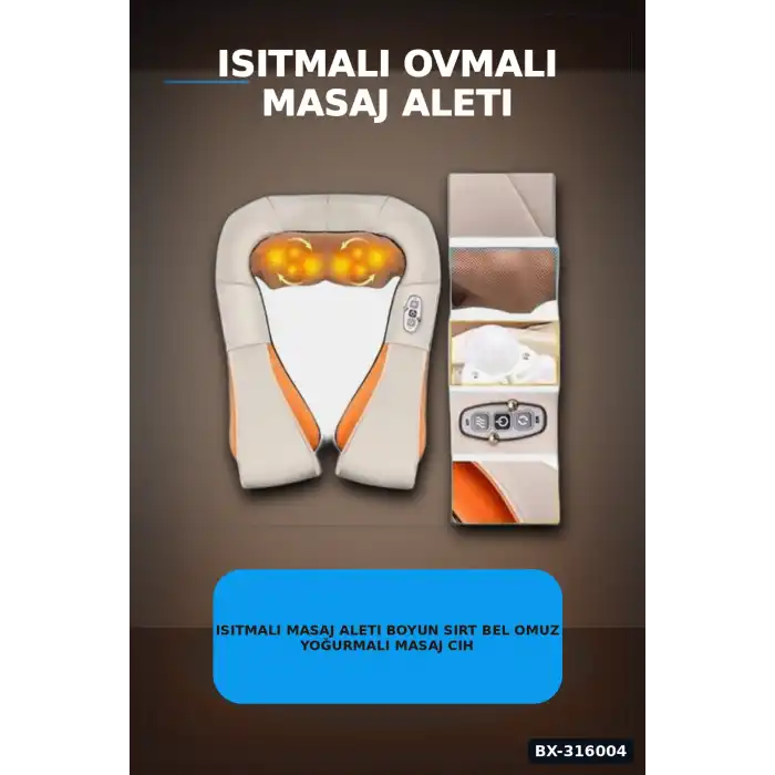 Isıtmalı Masaj Aleti Boyun Sırt Bel Omuz Yoğurmalı Masaj Cihazı Araç Ev Tipi BX-316004