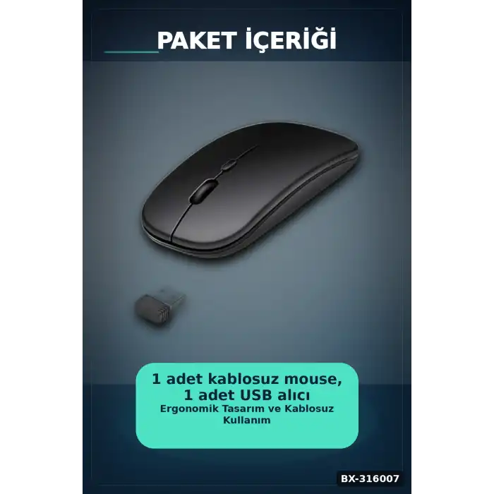 Kablosuz Oyuncu Mouse Ayarlanabilir 1000-5000 DPI Sessiz Tuşlu Optik Fare BX-316007