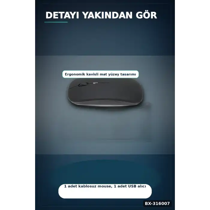 Kablosuz Oyuncu Mouse Ayarlanabilir 1000-5000 DPI Sessiz Tuşlu Optik Fare BX-316007