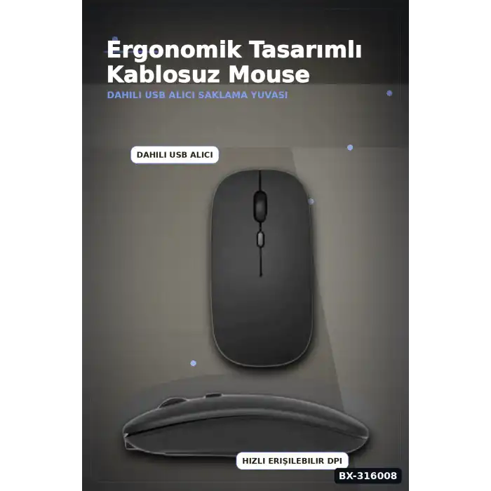 Kablosuz Oyuncu Mouse 5000 DPI Ayarlanabilir Hassas Sensörlü Ergonomik BX-316008