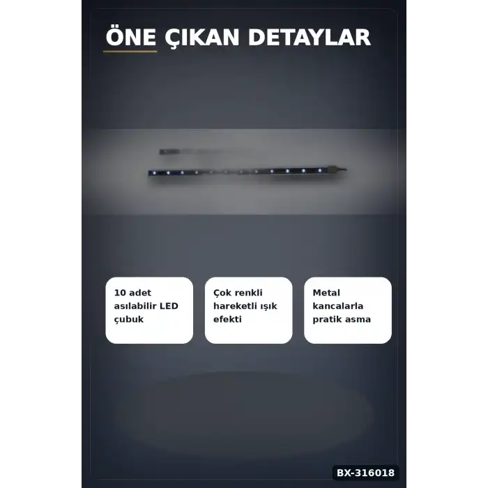 LED Kayan Yıldız Işığı 10 Çubuklu Meteor Efektli Dış Mekan Bahçe Aydınlatma BX-316018
