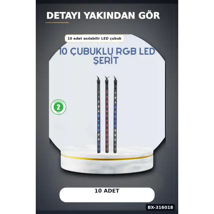 LED Kayan Yıldız Işığı 10 Çubuklu Meteor Efektli Dış Mekan Bahçe Aydınlatma BX-316018