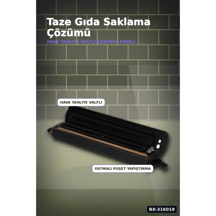 Gıda Vakumlama Makinesi ve Poşet Yapıştırma Cihazı - Ev Tipi Mutfak Saklama BX-316019