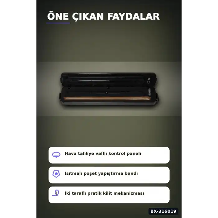 Gıda Vakumlama Makinesi ve Poşet Yapıştırma Cihazı - Ev Tipi Mutfak Saklama BX-316019