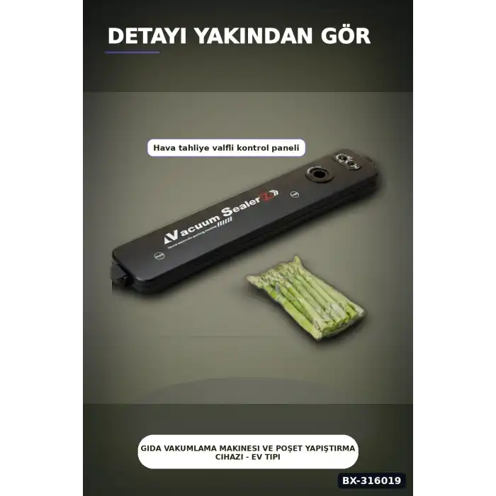 Gıda Vakumlama Makinesi ve Poşet Yapıştırma Cihazı - Ev Tipi Mutfak Saklama BX-316019