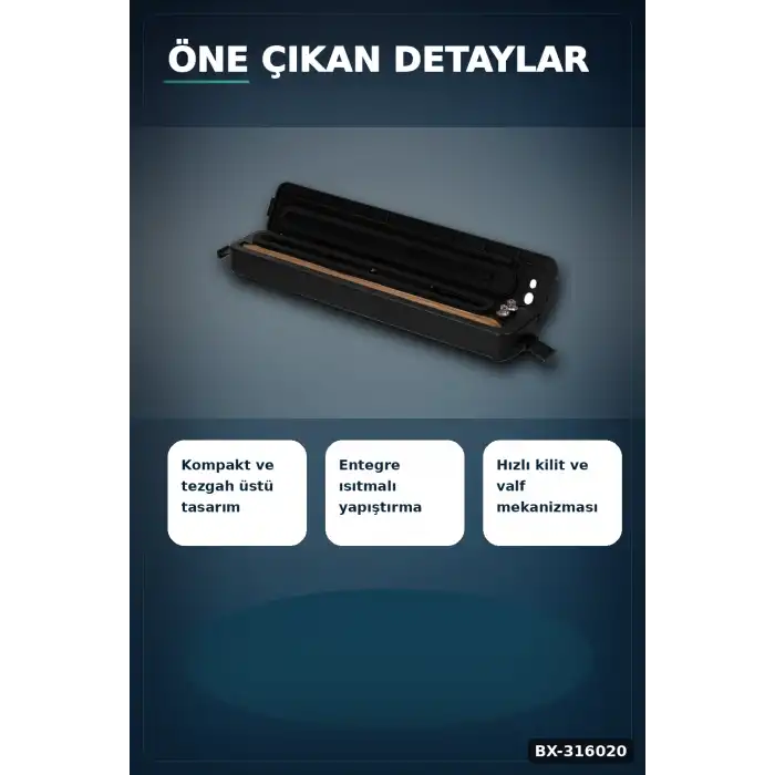 Vakumlama ve Poşet Yapıştırma Makinesi - Ev Tipi Pratik Gıda Saklama Cihazı BX-316020