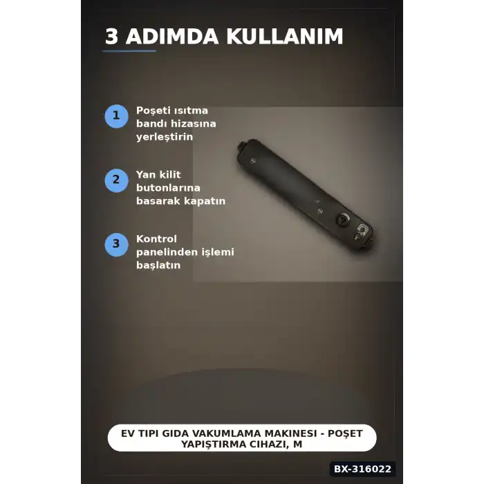 Ev Tipi Gıda Vakumlama Makinesi - Poşet Yapıştırma Cihazı, Mutfak Saklama BX-316022