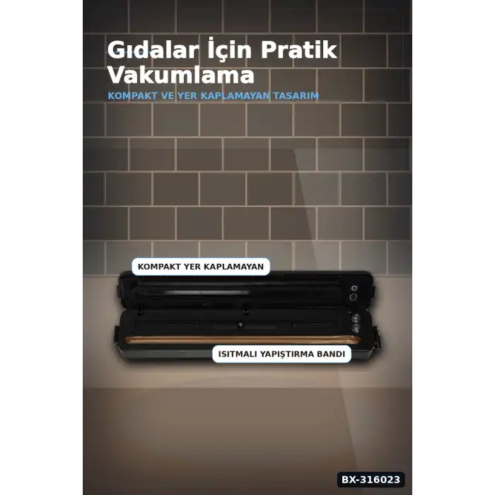 Gıda Vakum Makinesi - Ev Tipi Poşet Vakumlama ve Güçlü Yapıştırma Cihazı BX-316023