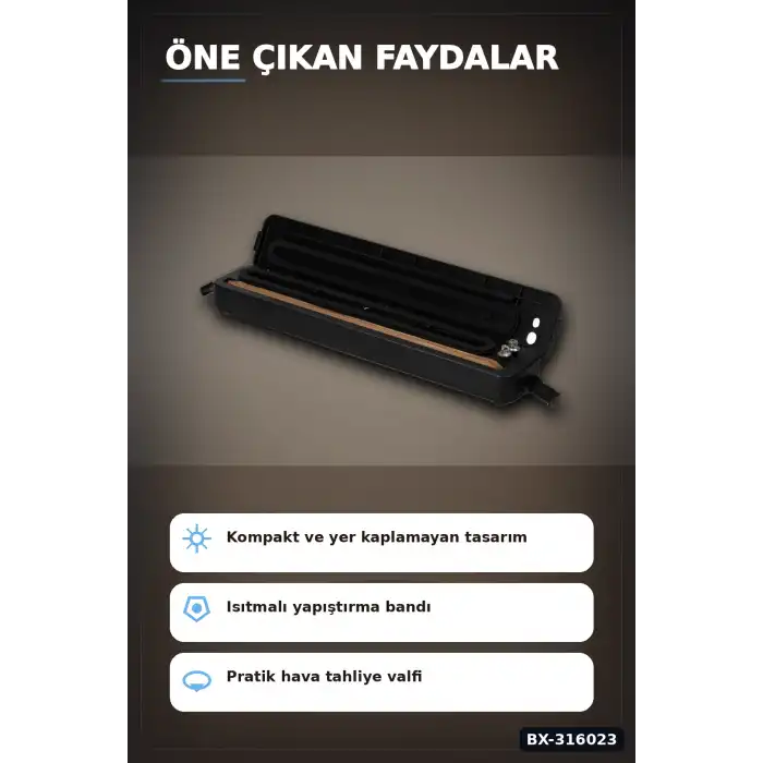 Gıda Vakum Makinesi - Ev Tipi Poşet Vakumlama ve Güçlü Yapıştırma Cihazı BX-316023