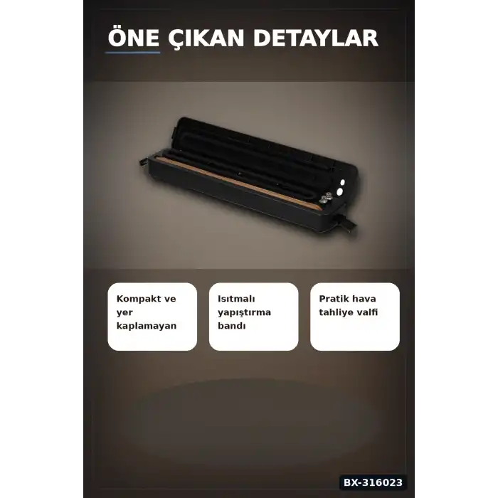 Gıda Vakum Makinesi - Ev Tipi Poşet Vakumlama ve Güçlü Yapıştırma Cihazı BX-316023
