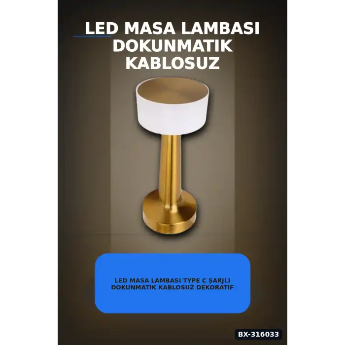 LED Masa Lambası Type C Şarjlı Dokunmatik Kablosuz Dekoratif Gece Lambası BX-316033