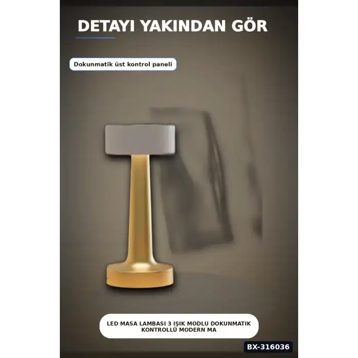 LED Masa Lambası 3 Işık Modlu Dokunmatik Kontrollü Modern Masa Üstü Abajur BX-316036
