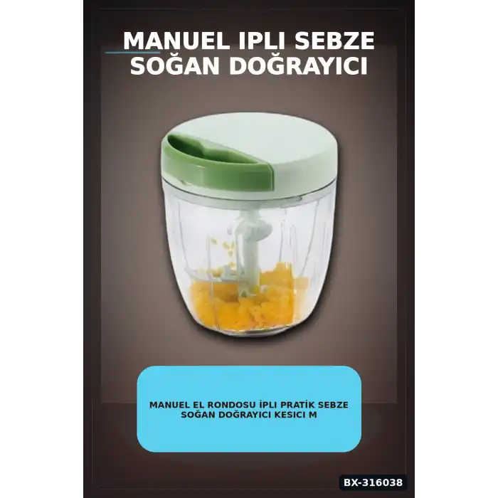 Manuel El Rondosu İpli Pratik Sebze Soğan Doğrayıcı Kesici Mutfak Aleti BX-316038