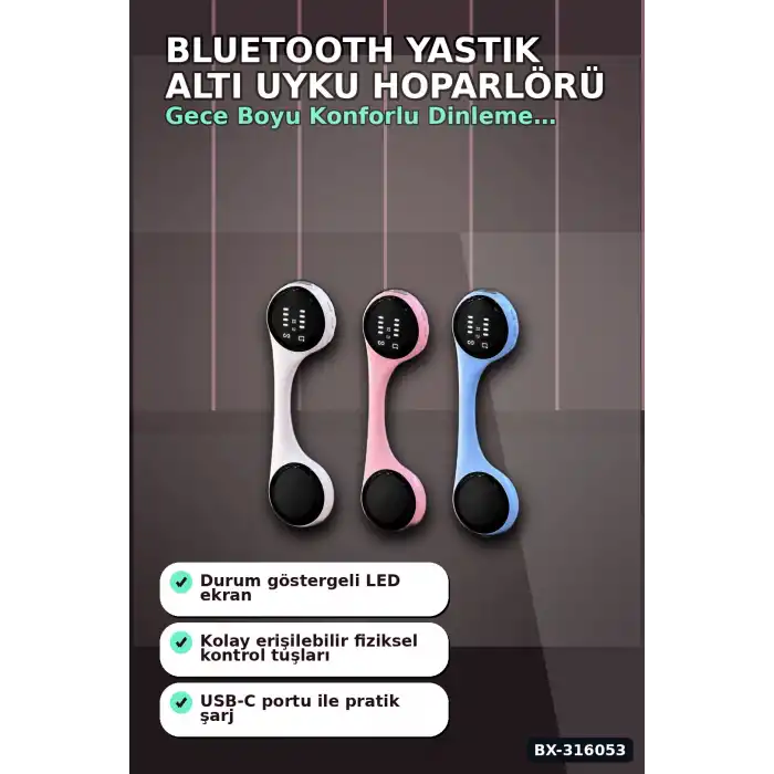 Bluetooth Yastık Altı Uyku Hoparlörü - Doğal Sesler ve Alarmlı Kompakt Cihaz BX-316053